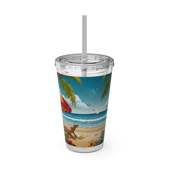 Summer Design 11 on Sunsplash Tumbler with Straw, 16oz
