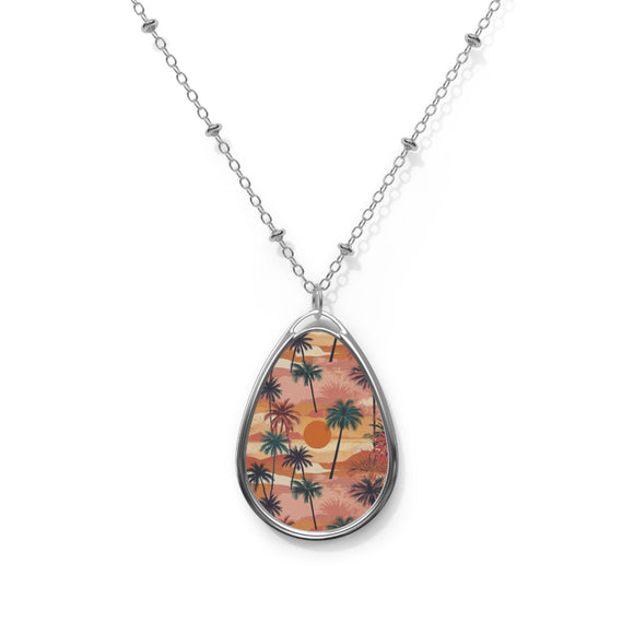 Summer Design 05 on Oval Necklace - Elegant Jewelry for Nature Lovers