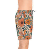Summer Design 02 on Men's Floral Print Swim Shorts - Perfect for Summer Beach Days