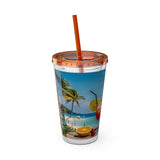 Summer Design 08 on Sunsplash Tumbler with Straw, 16oz