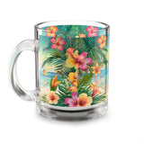 Summer Design 12 on Glass Mug - 10oz Botanical Coffee Cup for Tea Lovers