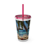 Summer Design 07 on Sunsplash Tumbler with Straw, 16oz