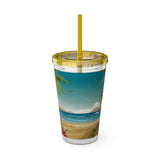 Summer Design 10 on Sunsplash Tumbler with Straw, 16oz