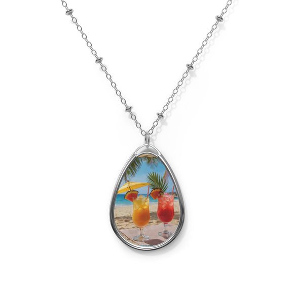 Summer Design 09 on Oval Necklace - Elegant Jewelry for Nature Lovers