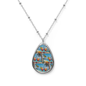 Summer Design 08 on Oval Necklace - Elegant Jewelry for Nature Lovers