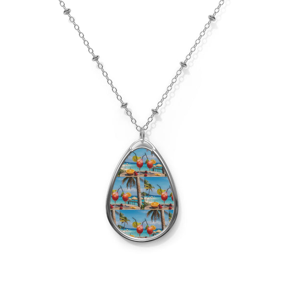 Summer Design 08 on Oval Necklace - Elegant Jewelry for Nature Lovers