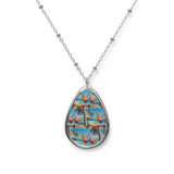 Summer Design 08 on Oval Necklace - Elegant Jewelry for Nature Lovers