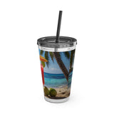 Summer Design 07 on Sunsplash Tumbler with Straw, 16oz
