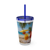 Summer Design 09 on Sunsplash Tumbler with Straw, 16oz