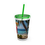 Summer Design 07 on Sunsplash Tumbler with Straw, 16oz
