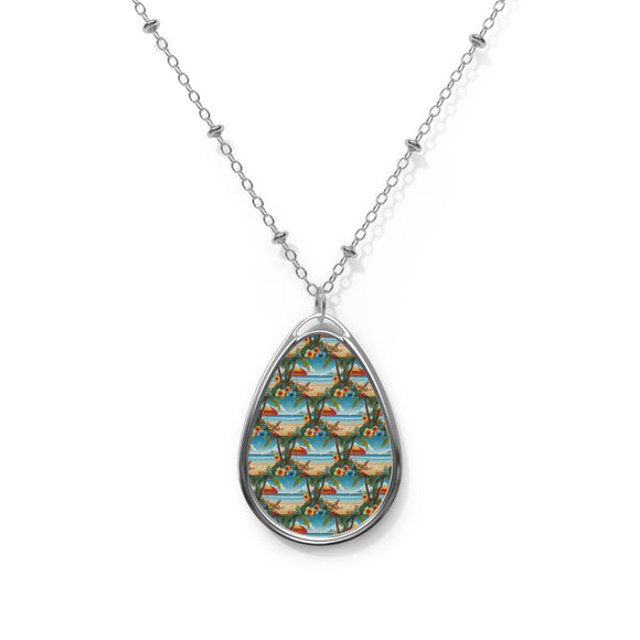 Summer Design 11 on Oval Necklace - Elegant Jewelry for Nature Lovers