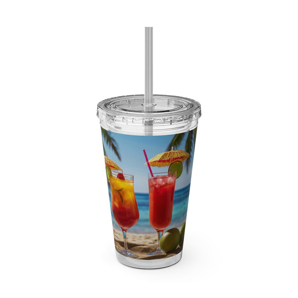 Summer Design 07 on Sunsplash Tumbler with Straw, 16oz