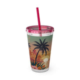 Summer Design 06 on Sunsplash Tumbler with Straw, 16oz