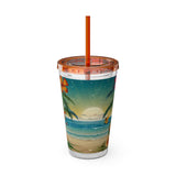 Summer Design 12 on Sunsplash Tumbler with Straw, 16oz