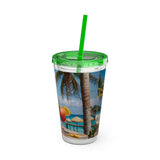 Summer Design 08 on Sunsplash Tumbler with Straw, 16oz