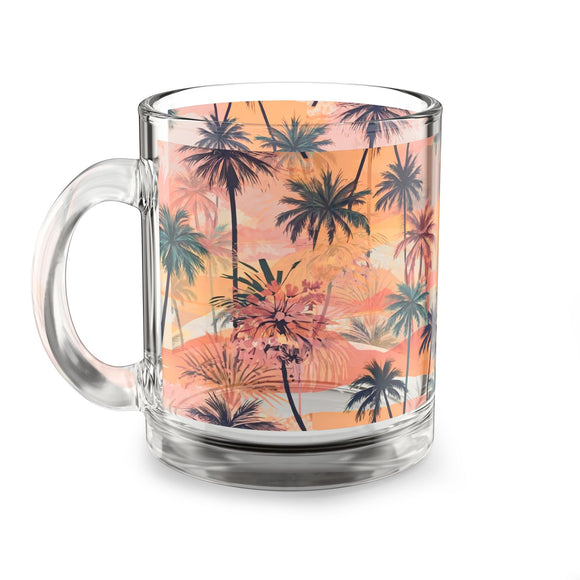 Summer Design 05 on Glass Mug - 10oz Botanical Coffee Cup for Tea Lovers