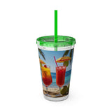 Summer Design 07 on Sunsplash Tumbler with Straw, 16oz