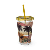 Summer Design 04 on Sunsplash Tumbler with Straw, 16oz