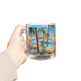 Summer Design 08 on Glass Mug - 10oz Botanical Coffee Cup for Tea Lovers