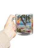 Summer Design 07 on Glass Mug - 10oz Botanical Coffee Cup for Tea Lovers