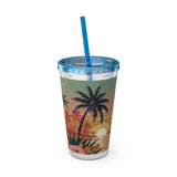 Summer Design 06 on Sunsplash Tumbler with Straw, 16oz