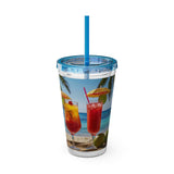 Summer Design 07 on Sunsplash Tumbler with Straw, 16oz