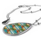 Summer Design 10 on Oval Necklace - Elegant Jewelry for Nature Lovers