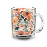 Summer Design 01 on Glass Mug - 10oz Botanical Coffee Cup for Tea Lovers