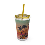 Summer Design 06 on Sunsplash Tumbler with Straw, 16oz