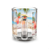 Summer Design 09 on Glass Mug - 10oz Botanical Coffee Cup for Tea Lovers