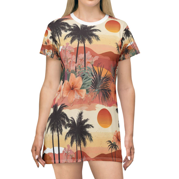 Summer Design 04 on Floral T-Shirt Dress – Boho Chic Style for Everyday Comfort
