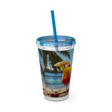 Summer Design 07 on Sunsplash Tumbler with Straw, 16oz