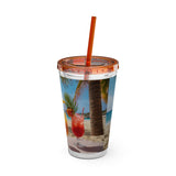 Summer Design 09 on Sunsplash Tumbler with Straw, 16oz
