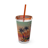 Summer Design 06 on Sunsplash Tumbler with Straw, 16oz