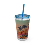 Summer Design 06 on Sunsplash Tumbler with Straw, 16oz