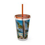 Summer Design 08 on Sunsplash Tumbler with Straw, 16oz