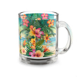 Summer Design 12 on Glass Mug - 10oz Botanical Coffee Cup for Tea Lovers