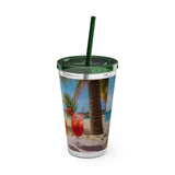 Summer Design 09 on Sunsplash Tumbler with Straw, 16oz