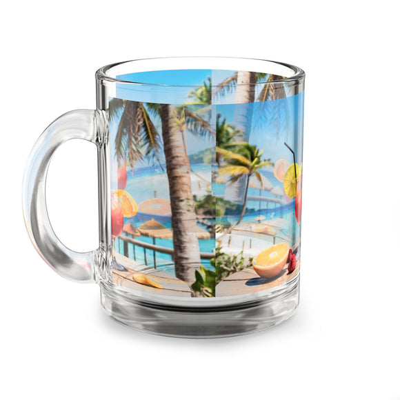 Summer Design 08 on Glass Mug - 10oz Botanical Coffee Cup for Tea Lovers