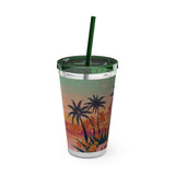 Summer Design 06 on Sunsplash Tumbler with Straw, 16oz