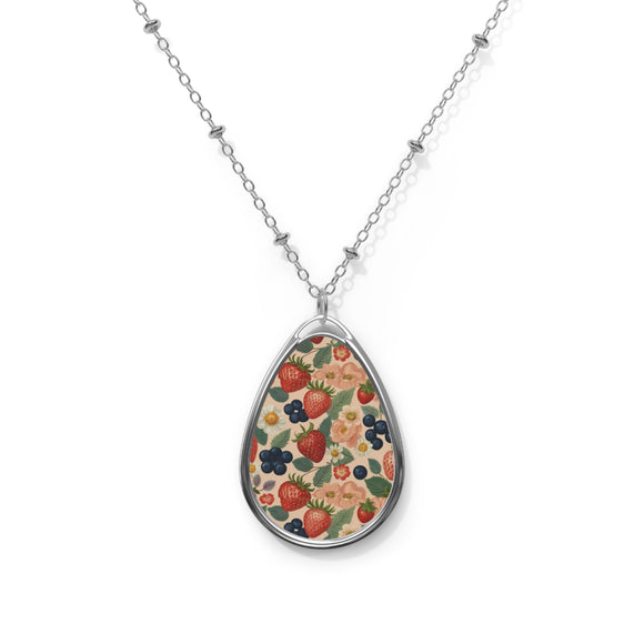 Summer Design 03 on Oval Necklace - Elegant Jewelry for Nature Lovers