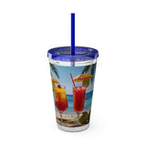Summer Design 07 on Sunsplash Tumbler with Straw, 16oz