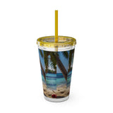 Summer Design 07 on Sunsplash Tumbler with Straw, 16oz