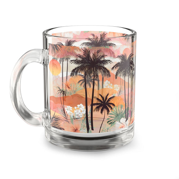 Summer Design 04 on Glass Mug - 10oz Botanical Coffee Cup for Tea Lovers