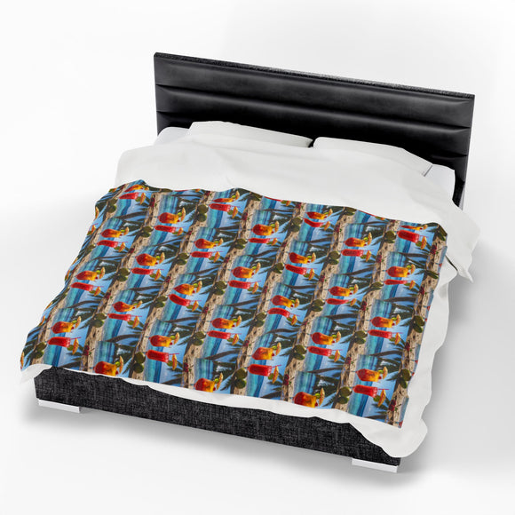 Summer Design 07 on Velveteen Plush Blanket - Perfect for Home Decor and Gifts