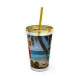 Summer Design 07 on Sunsplash Tumbler with Straw, 16oz