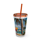Summer Design 08 on Sunsplash Tumbler with Straw, 16oz