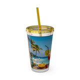 Summer Design 08 on Sunsplash Tumbler with Straw, 16oz