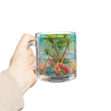 Summer Design 10 on Glass Mug - 10oz Botanical Coffee Cup for Tea Lovers