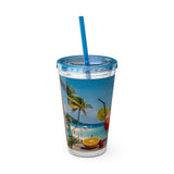 Summer Design 08 on Sunsplash Tumbler with Straw, 16oz